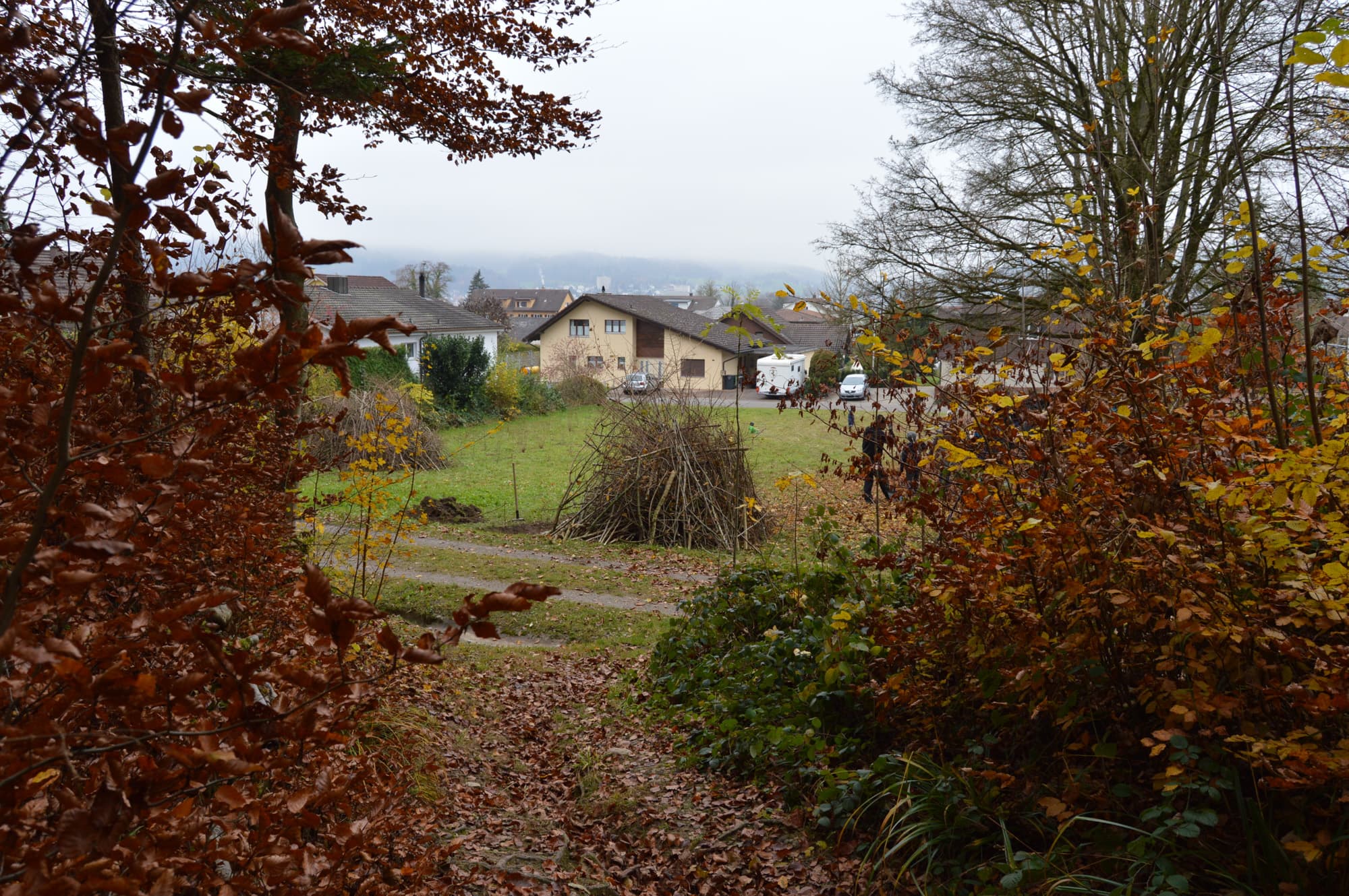 Ein Asthaufen steht auf der Naturoase Brugg.